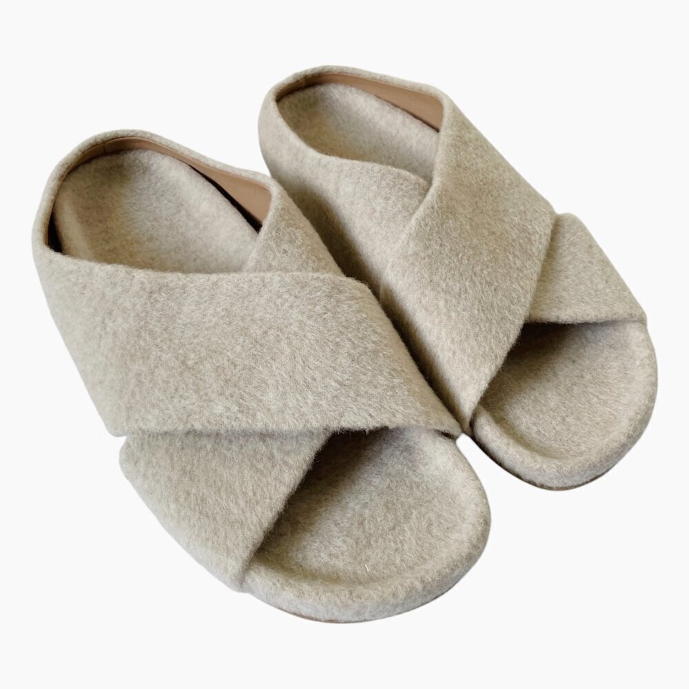 Lauren Manoogian Alpaca Criss Cross Slide Sandals - Picture 12 of 13